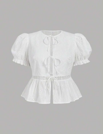 Cămașă cu m&acirc;necă scurtă Shein Curve+, alb