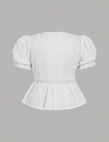 Cămașă cu m&acirc;necă scurtă Shein Curve+, alb