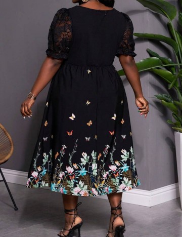 Rochie midi Shein Curve+, mix culori