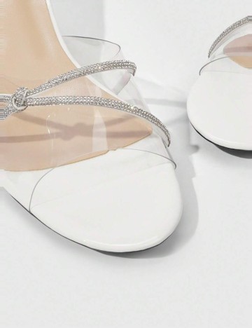 Saboți cu toc Shein, alb