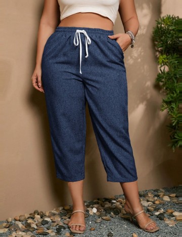 Pantaloni Shein Curve+, albastru