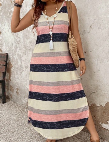 Rochie maxi Shein Curve+, mix culori