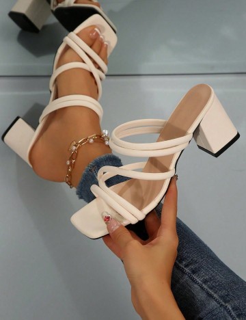 Saboți cu toc Shein, crem