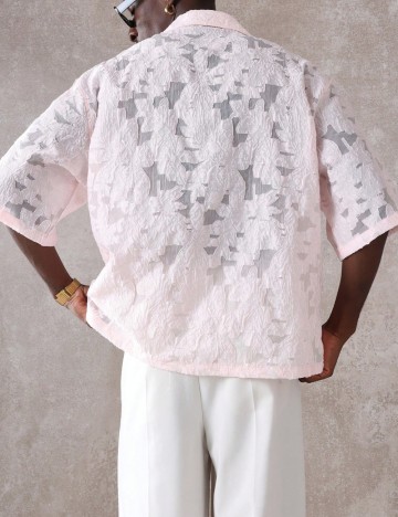 Cămașă cu m&acirc;necă scurtă Shein, roz