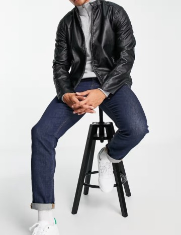 Jachetă imitație de piele Barneys Originals, negru