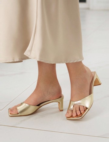 Saboți cu toc Shein, auriu