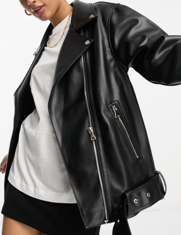 Jachetă imitație de piele ASOS, negru