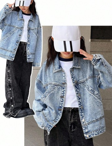 Jachetă De Blugi Shein, albastru