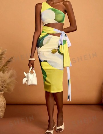 Rochie midi Shein X, mix culori