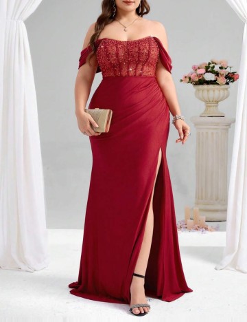 Rochie de ocazie Shein Curve+, vișiniu