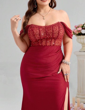 Rochie de ocazie Shein Curve+, vișiniu
