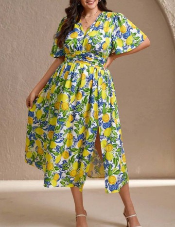 Rochie maxi Shein Curve+, mix culori