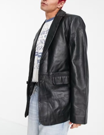 Jachetă de piele ASOS, negru