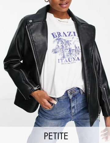 Geacă Imitație Piele Miss Selfridge, negru