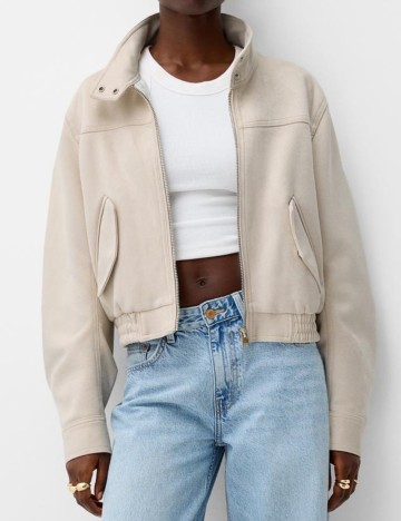 Jachetă Bershka, crem