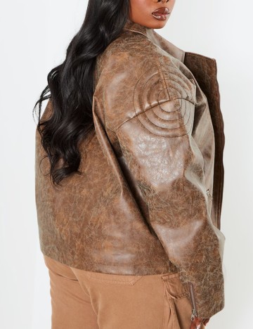 Jachetă imitație de piele PRETTYLITTLETHING, maro