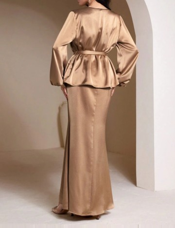 Set Rochie și Cămașă Shein, maro