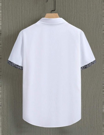 Cămașă cu m&acirc;necă scurtă Shein MANFINITY, alb