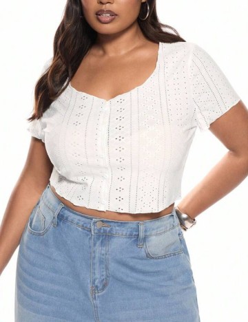 Tricou Shein Curve+, alb
