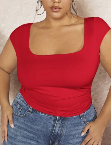 Tricou Shein Curve+, roșu