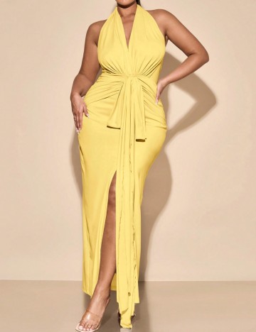 Rochie maxi Shein Curve+, galben