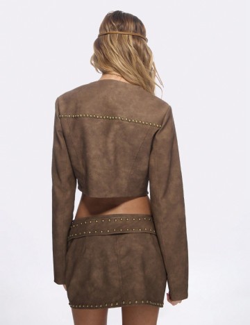 Jachetă imitație de piele Shein Missguided, maro
