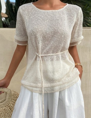 Tricou Shein DAZY, crem