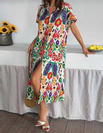 Rochie tip cămașă Shein, mix culori