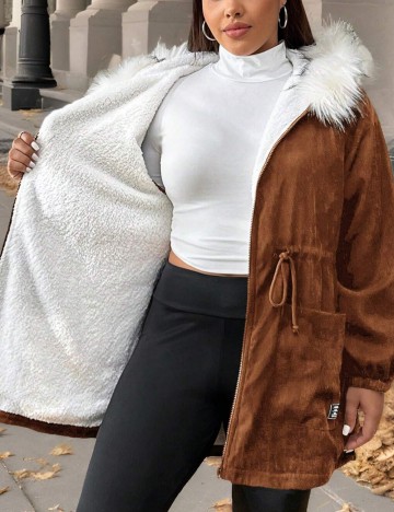 Geacă Shein Curve+, maro