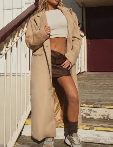 Palton PRETTYLITTLETHING, bej