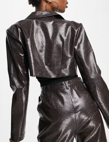 Jachetă imitație de piele Collusion, maro