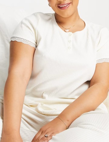 Tricou de pijama ASOS, crem