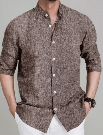 Cămașă Shein MANFINITY, maro