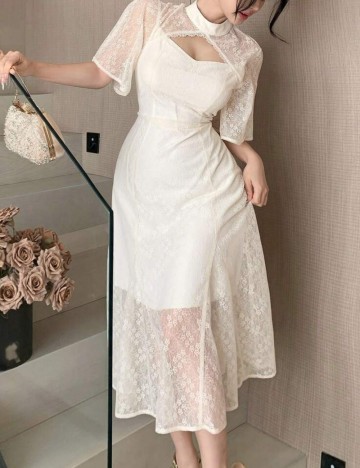 Rochie midi Shein DAZY, crem