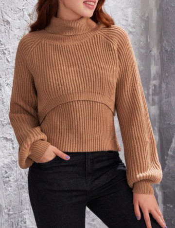Set top și pulover Shein, bej