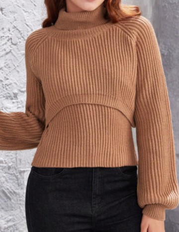 Set top și pulover Shein, bej