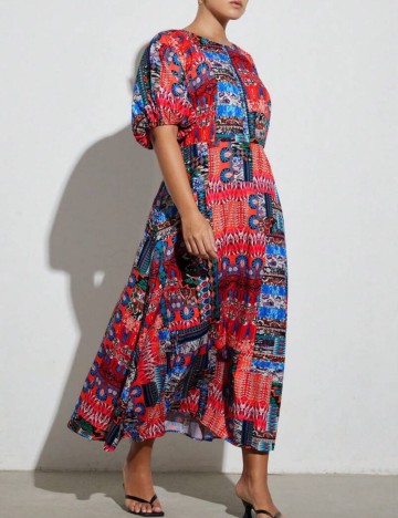 Rochie maxi Shein Curve+, mix culori