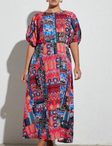 Rochie maxi Shein Curve+, mix culori