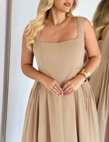 Rochie maxi Shein Curve+, bej