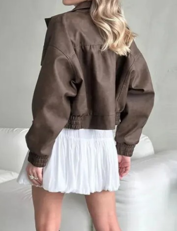 Geacă Imitație Piele Shein, maro