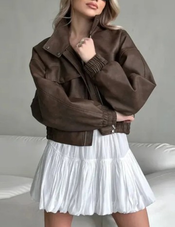 Geacă Imitație Piele Shein, maro
