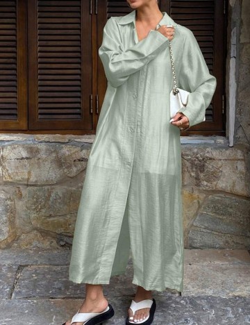 Cămașă lungă Shein DAZY, verde