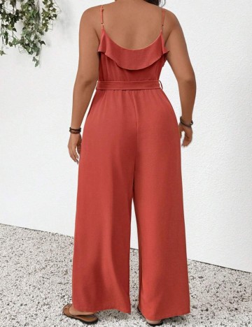 Salopetă lungă Shein Curve+, cărămiziu