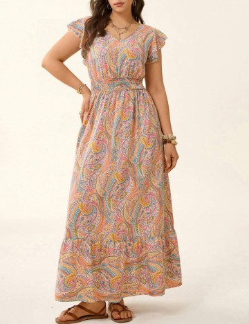 Rochie maxi Shein Curve+, mix culori