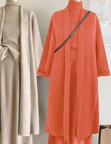 Cardigan lung Shein, portocaliu