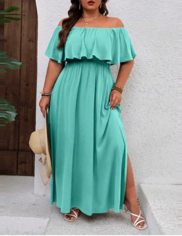 Rochie maxi Shein Curve+, turcoaz