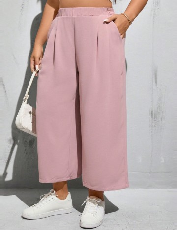 Pantaloni Shein Curve+, roz