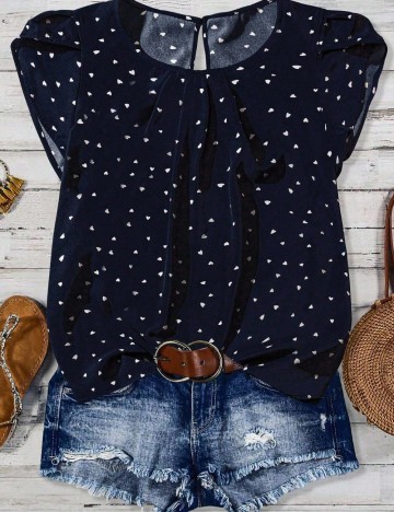 Cămașă cu m&acirc;necă scurtă Shein Curve+, negru