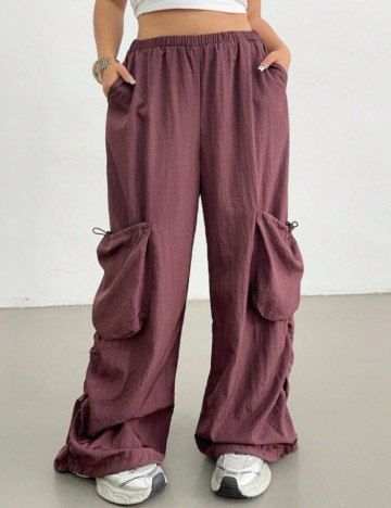 Pantaloni Shein Curve+, maro