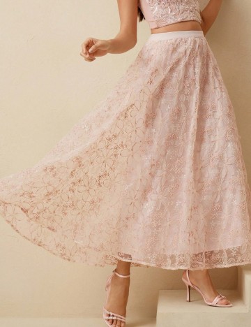 Fustă maxi Shein Anewsta, roz